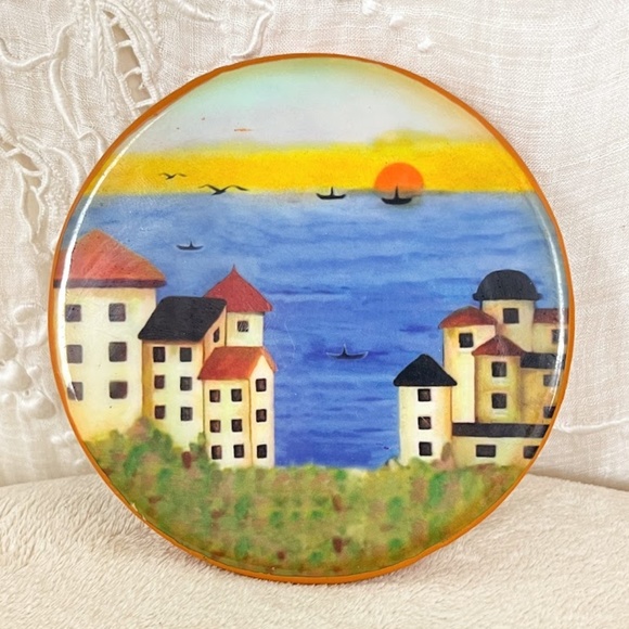 Ocean Town Terracotta Ceramic Coasters Set of 4 🎉Host Pick 🎉 - Picture 3 of 5